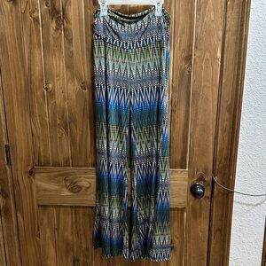 Chic Geometric Patterned Wide Leg Pants